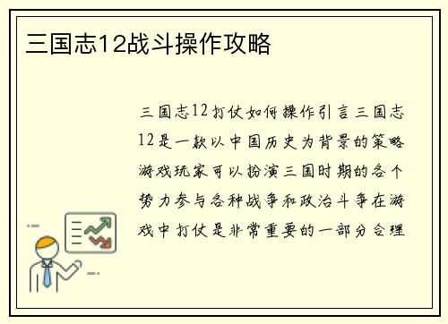 三国志12战斗操作攻略